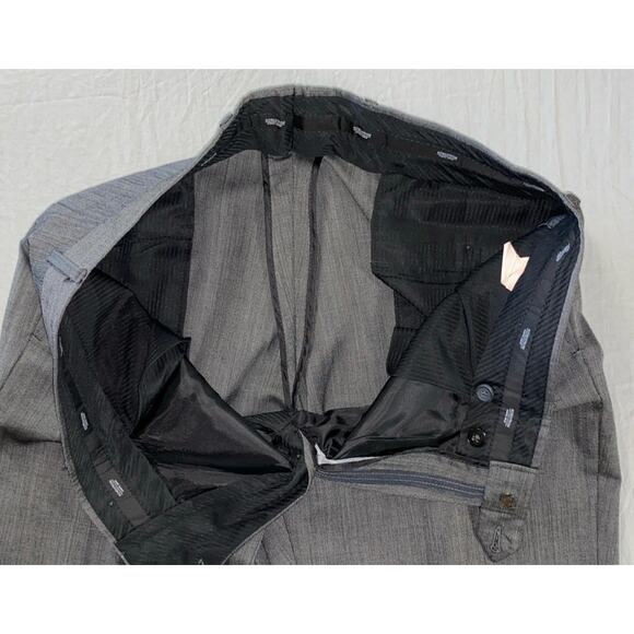 Nordstrom Men's Shop Flat Front Wool Dress Pants, Slacks. Gray Sharkskin, 36X30. - Picture 7 of 9